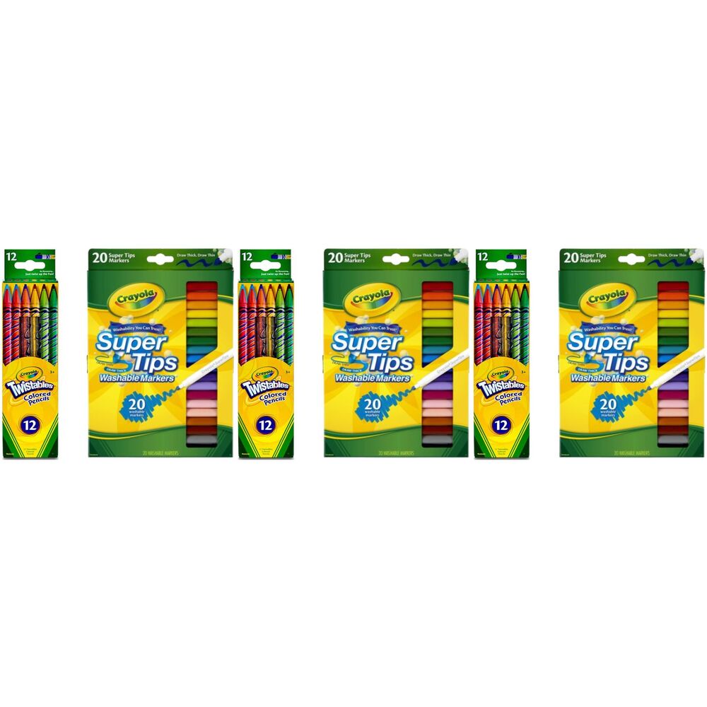 Crayola Art Set - Twistables Pencils & Super Tips Markers, 3 Pack Each